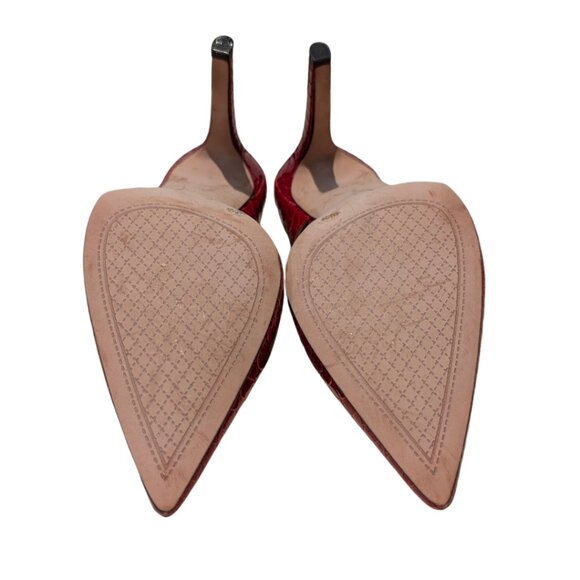 Jessica Simpson Shimmer Flame Red Patent Leather Crocodile Stiletto Heels Sz 9 - Picture 5 of 6